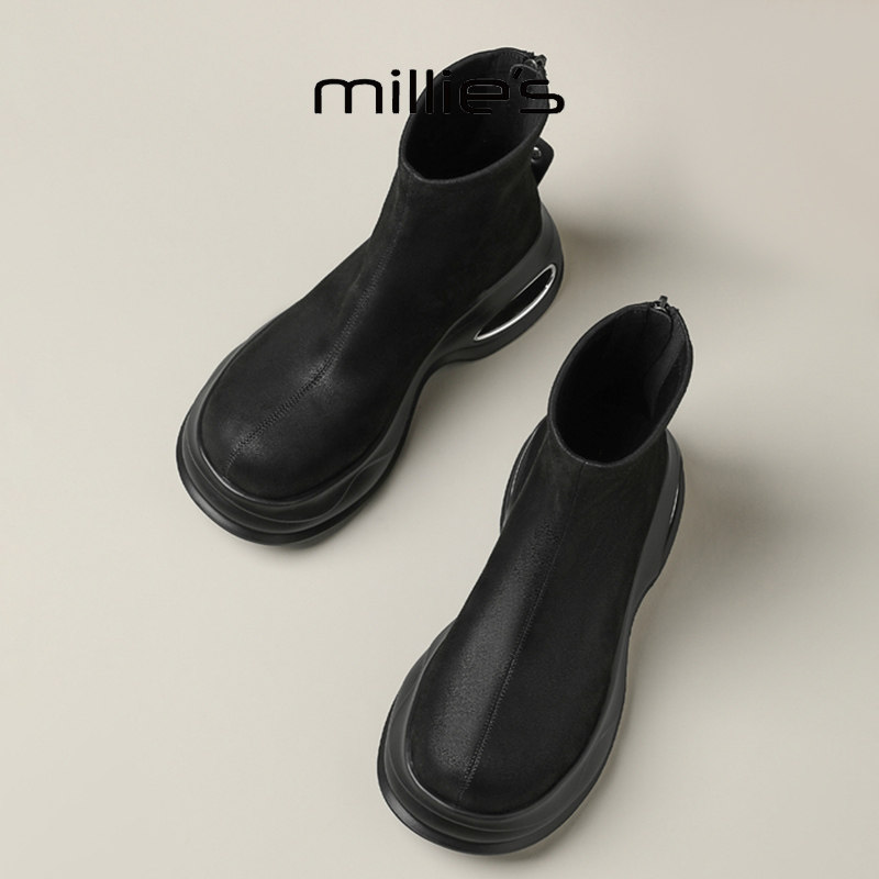 MILLIE'S/妙丽2026新款厚底低帮小个子时尚运动风时尚短靴