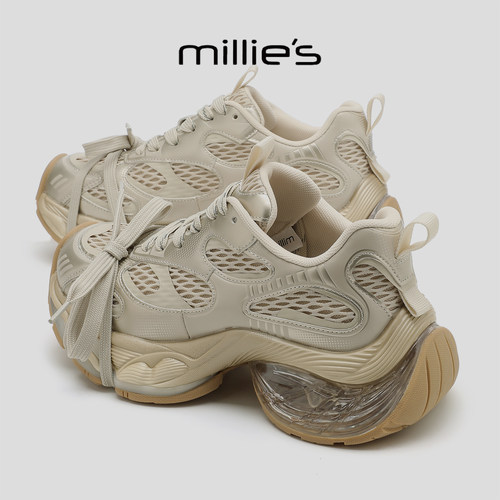 MILLIE'S/妙丽真皮厚底老爹鞋