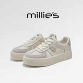2025新款 简约轻便休闲板鞋 春季 女鞋 系带低帮厚底爆款 millies妙丽