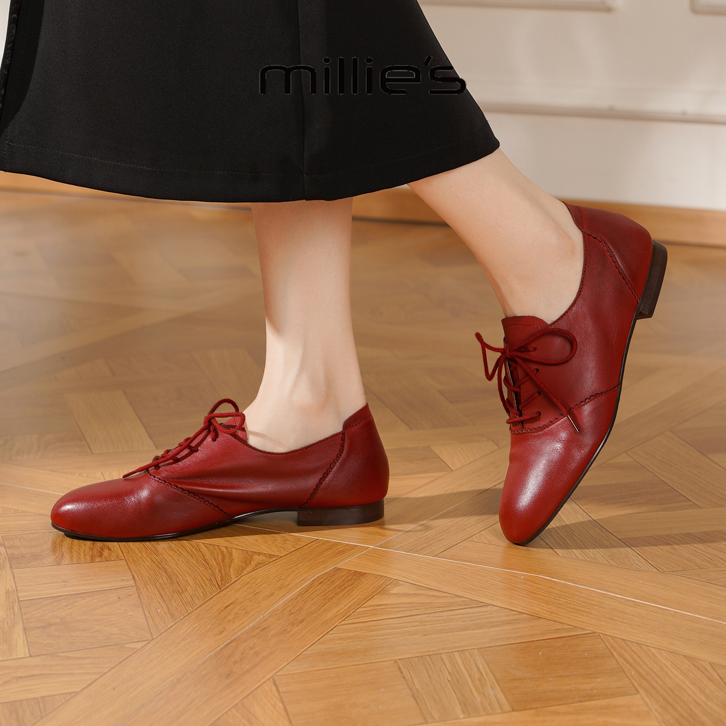 MILLIE'S/妙丽真皮复古小皮鞋