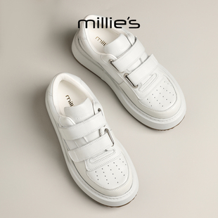 MILLIE'S/妙丽2026年超火的鞋子 厚底增高小个子休闲鞋板鞋魔术贴