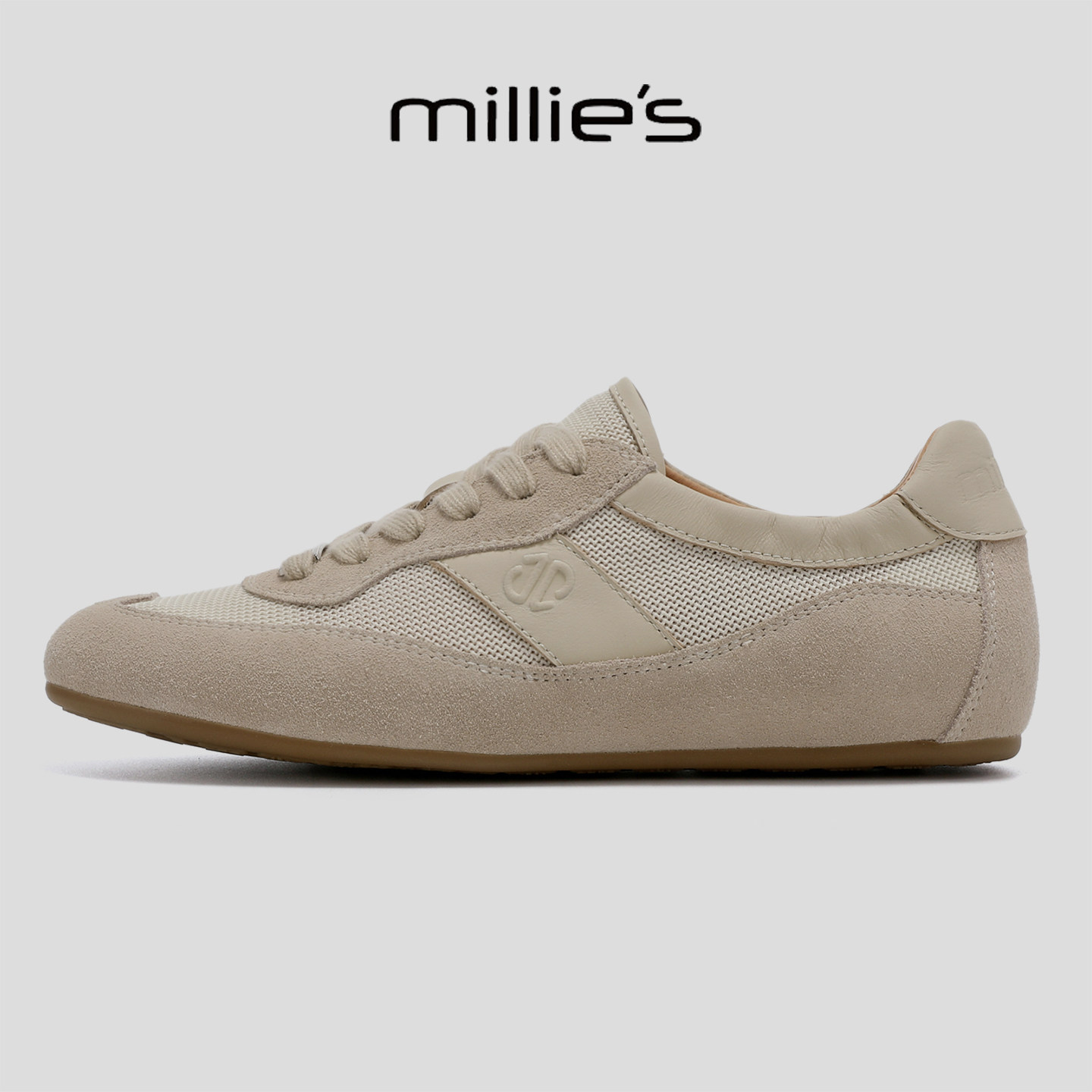 MILLIE'S/妙丽平底休闲运动百搭款不累脚单鞋复古风拼接德训鞋女,女鞋,深口单鞋,淘宝优惠券,粉丝福利购,淘宝优惠卷