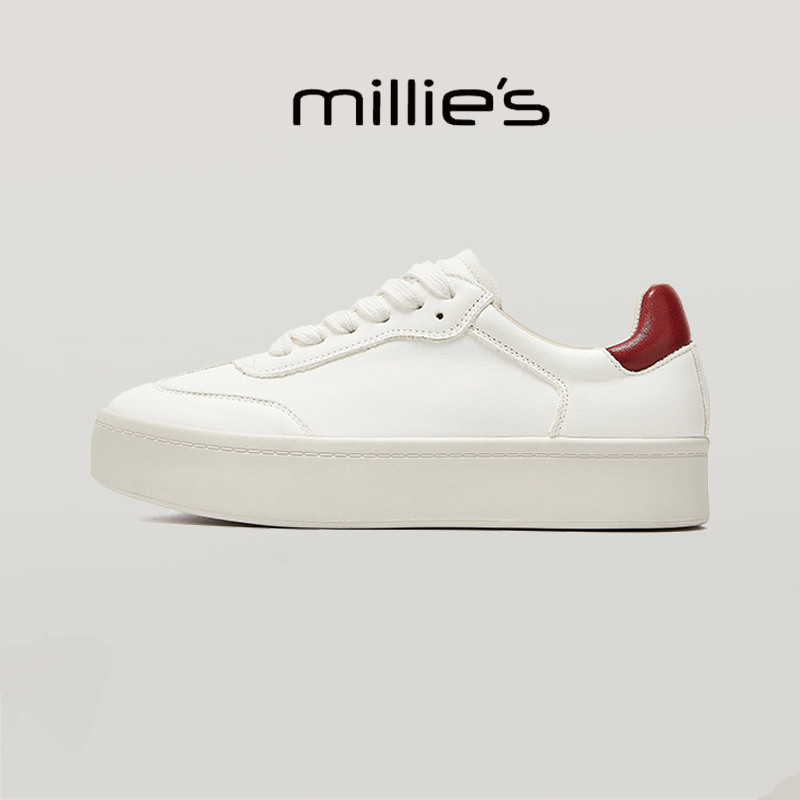 millies妙丽 圆头厚底韩版复古经典款轻便透气时尚休闲小白鞋春季,女鞋,休闲板鞋,淘宝优惠券,粉丝福利购,淘宝优惠卷