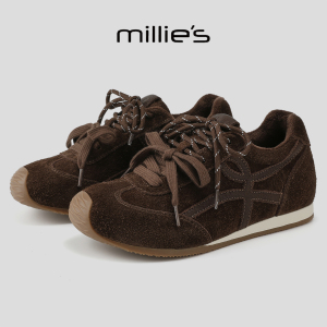 MILLIE'S/妙丽德训鞋女2026新款加绒阿甘鞋舒适厚底复古运动鞋女