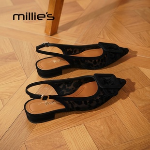 MILLIE'S/妙丽尖头平底蕾丝性感辣妹风格独特别致时尚浅口单鞋女