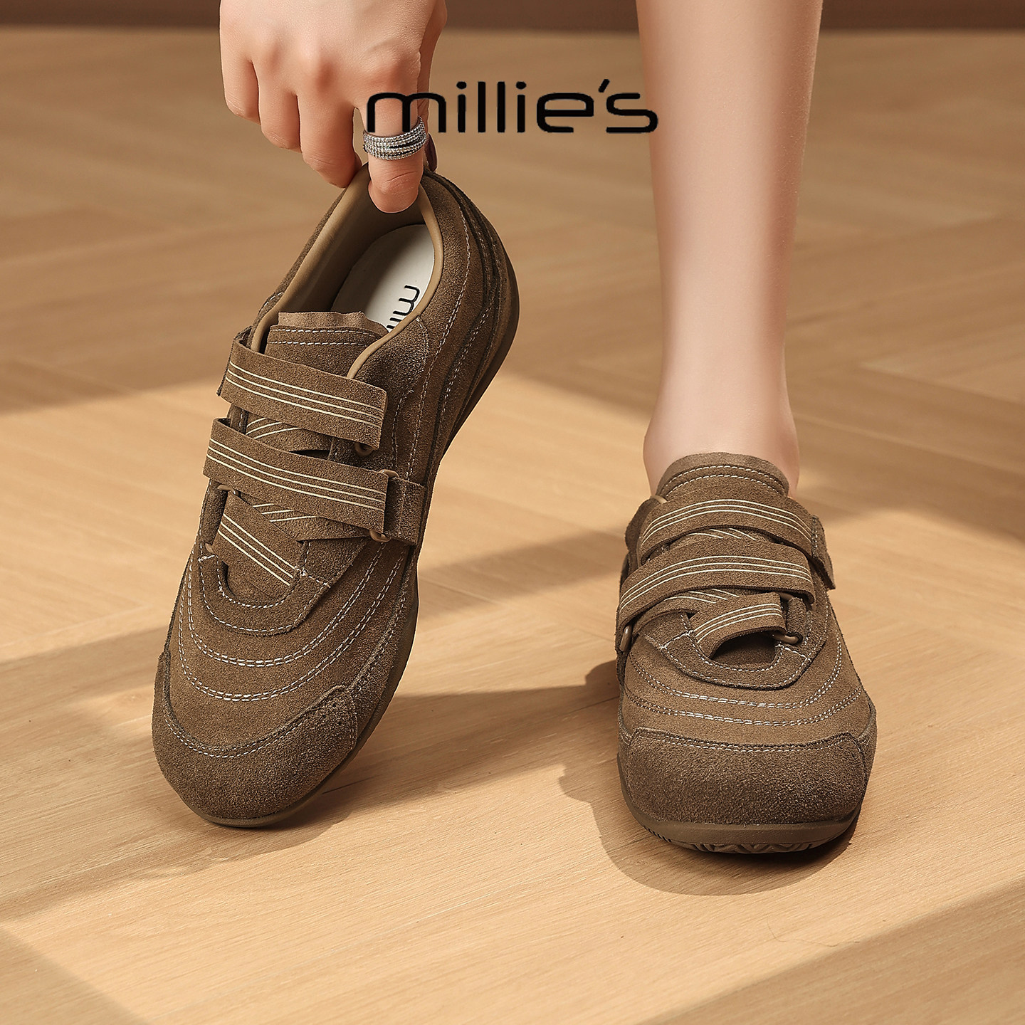 MILLIE'S/妙丽2025新款秋冬复古勃肯鞋女平底休闲鞋百搭运动鞋,女鞋,勃肯鞋/软木鞋,淘宝优惠券,粉丝福利购,淘宝优惠卷