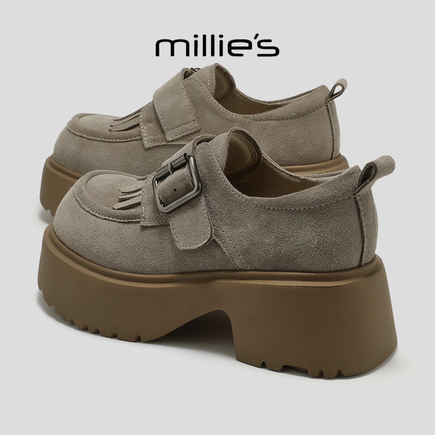 MILLIE'S/妙丽真皮德训鞋女