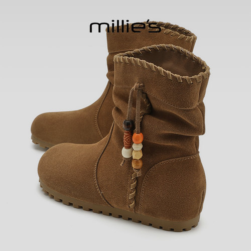 MILLIE'S/妙丽真皮复古马丁靴
