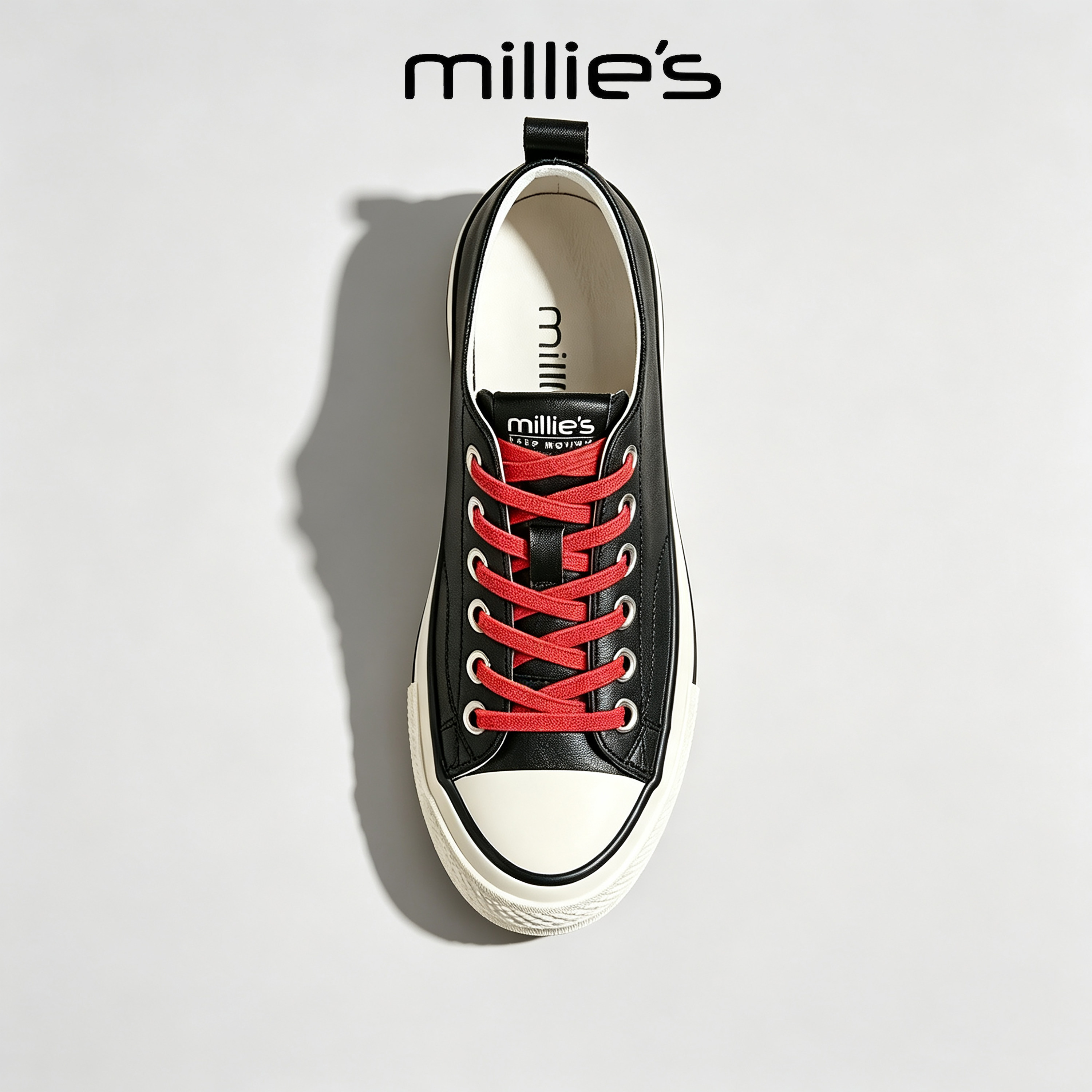 MILLIE'S/妙丽真皮厚底小白鞋