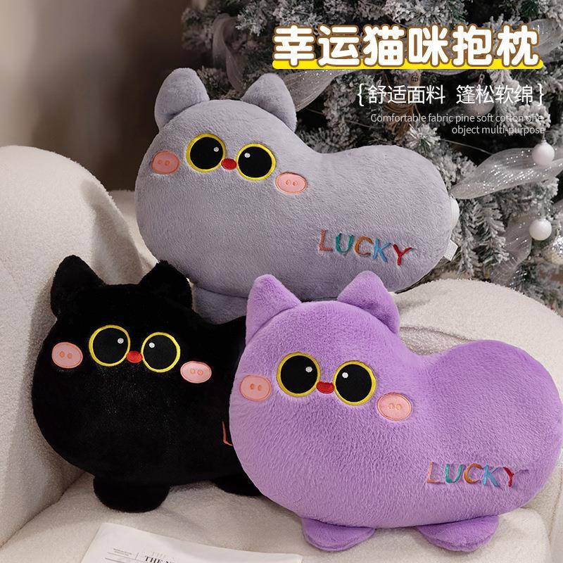 猫咪毛绒玩具床上抱枕娃娃可爱猫猫卡通玩偶公仔沙发靠垫毛绒靠枕