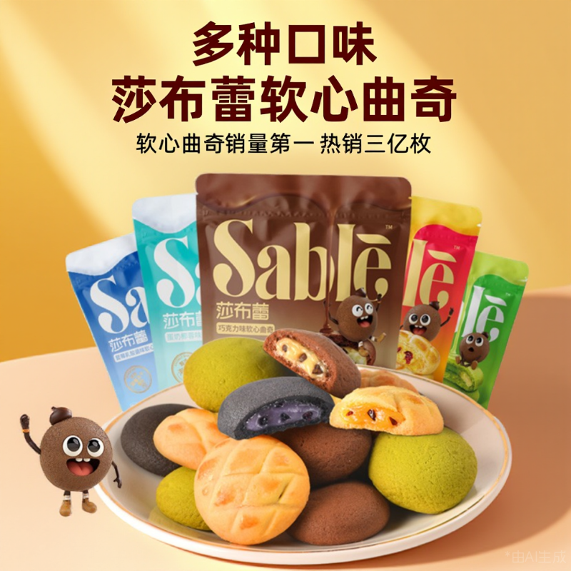 莎布蕾软心曲奇饼干巧克力味办公室休闲小吃解馋软香下午茶零食