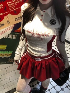 早秋纯欲芭蕾 美式甜辣蕾丝T恤女初秋显瘦polo衫