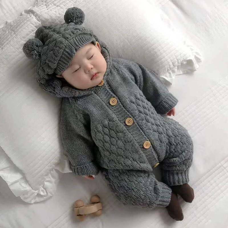 婴儿针织开衫春秋冬季连体衣服