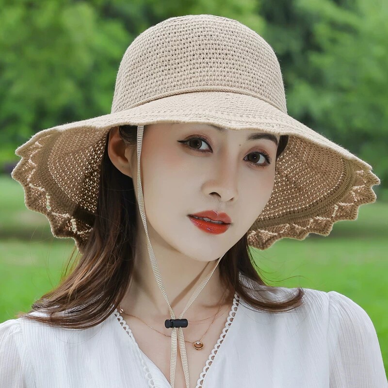 可水洗折叠帽子女春夏季防紫外线防晒遮阳帽夏天凉帽百搭渔夫帽