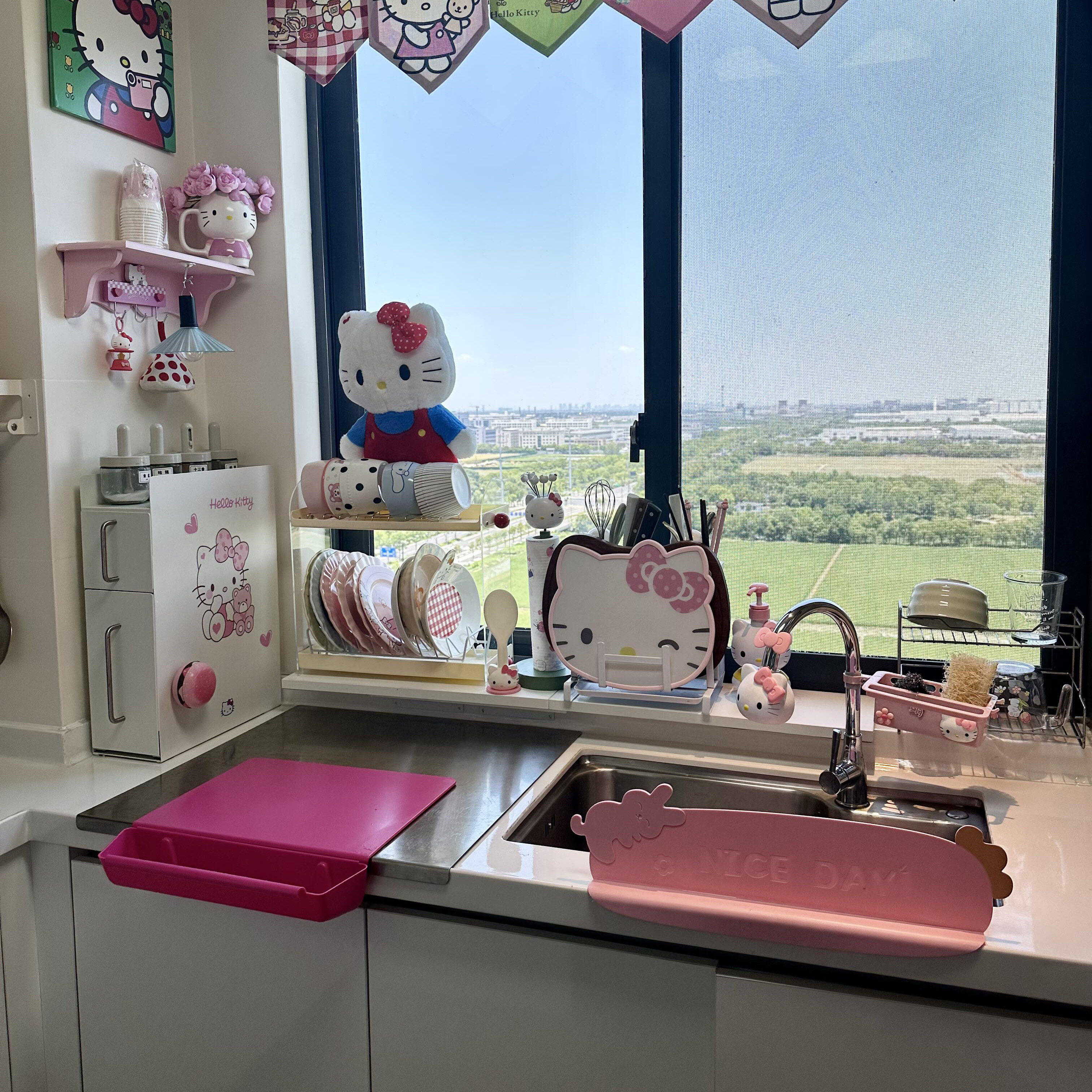 【新家的100个快递】厨房水槽挡水板卡通可爱防溅水挡板硅胶挡水