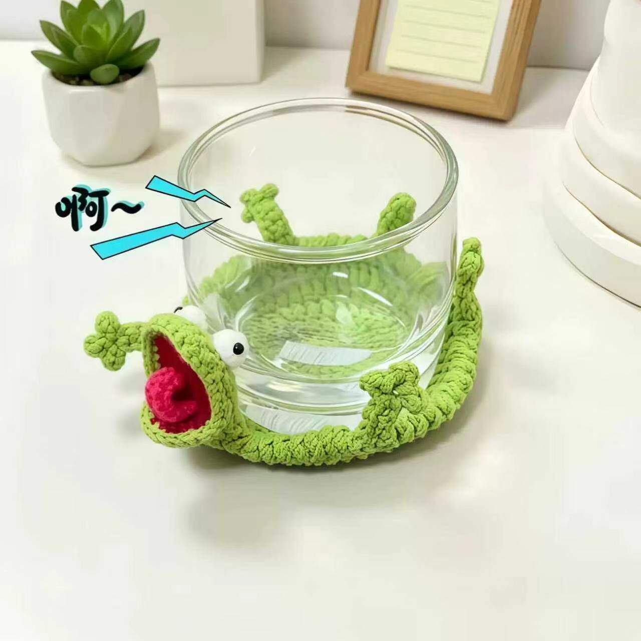 尖叫蜥蜴抽象河狸杯垫可DIY毛线