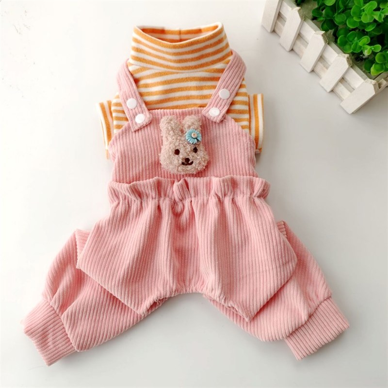 萌萌可爱灯芯绒吊带裙子情侣宠物泰迪比熊博美贵宾狗猫衣服裙秋装