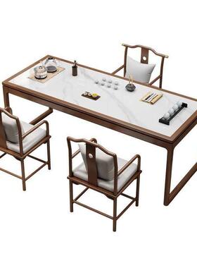 2025新款茶桌新中式F87M768M实木桌组办合岩板茶茶台公椅桌一体功