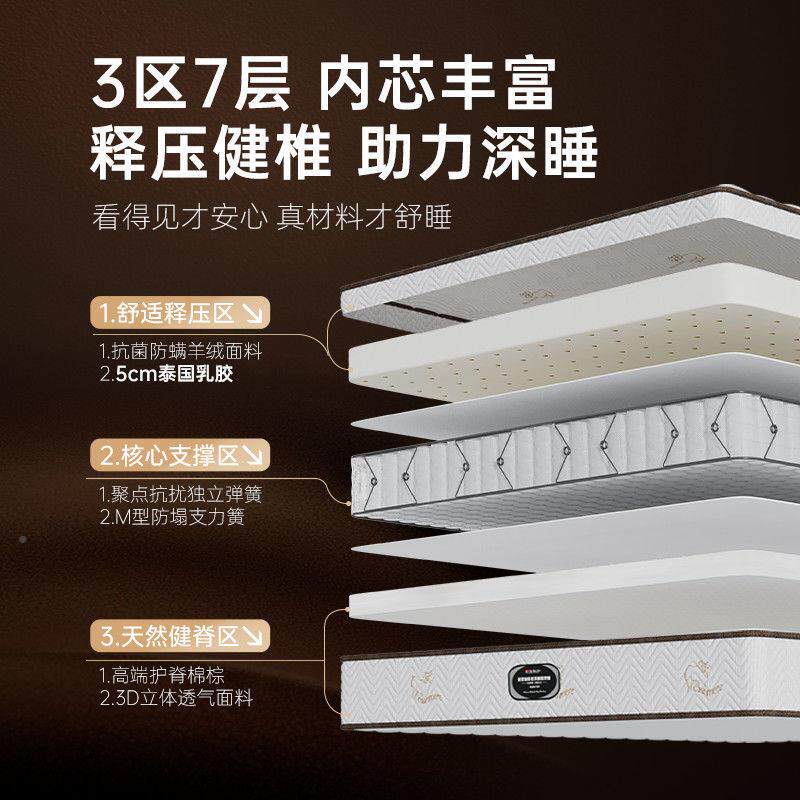 乳胶床垫弹簧IBV梦思1.84x2软硬两用2米席加厚记忆棉代棕棉