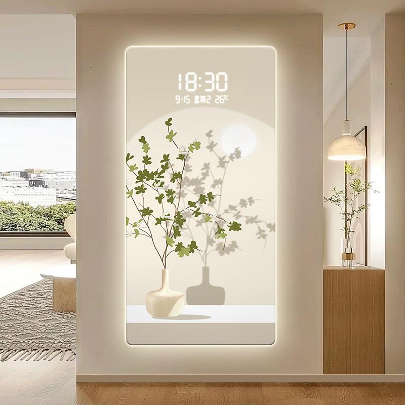 小清新植客玄关绿装饰画钟表插电子钟走带廊过XYXY记着道挂厅画创