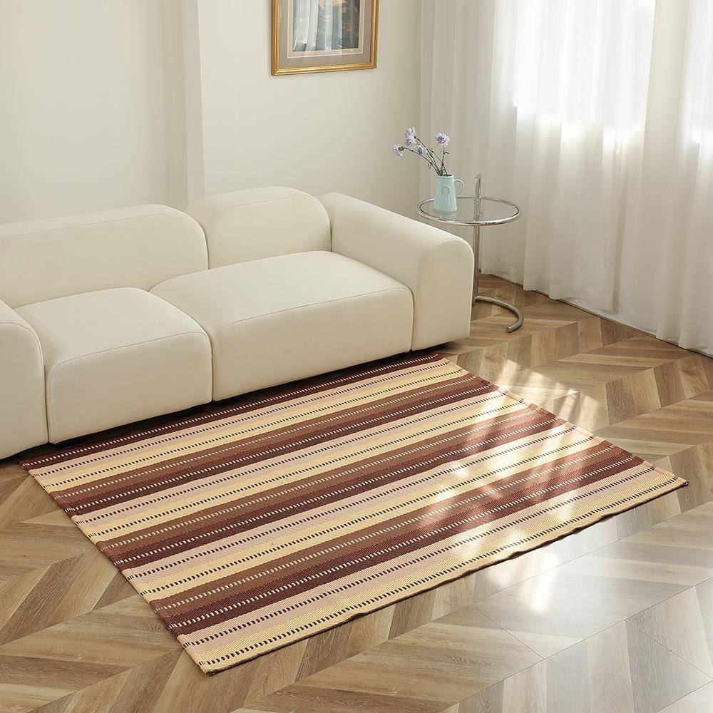 15c0X200m棉线编用织客厅地毯透气简约家无品牌/居茶地垫沙发几垫