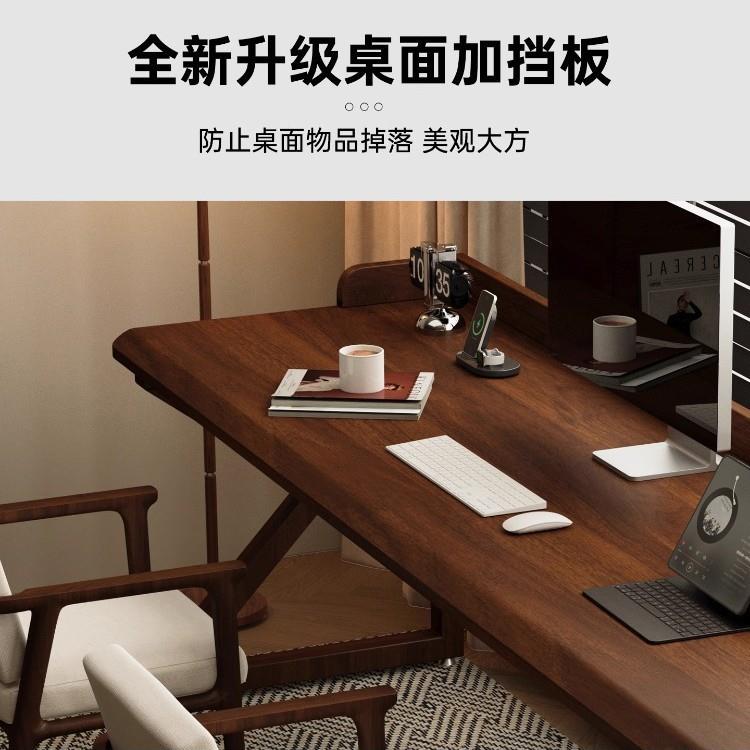 全实木双人习书加挡板中古风学长1条卧室桌床边家生用简约学电脑