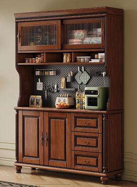 美式古木餐边柜洞洞板实QLC带电轨纳靠墙一复体储物柜客厅酒柜收