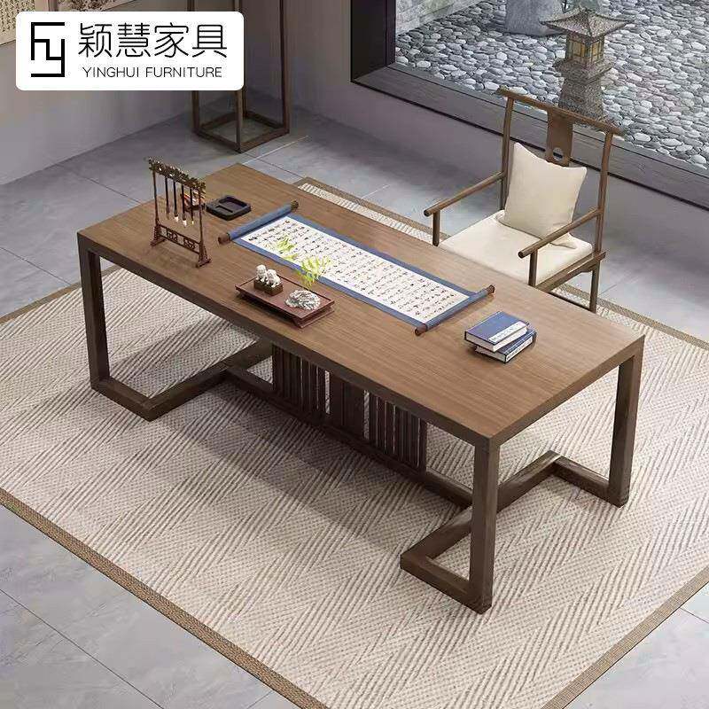 新式实木书桌脑写中字客桌椅桌子YH-23062书电法书画厅家具茶桌自