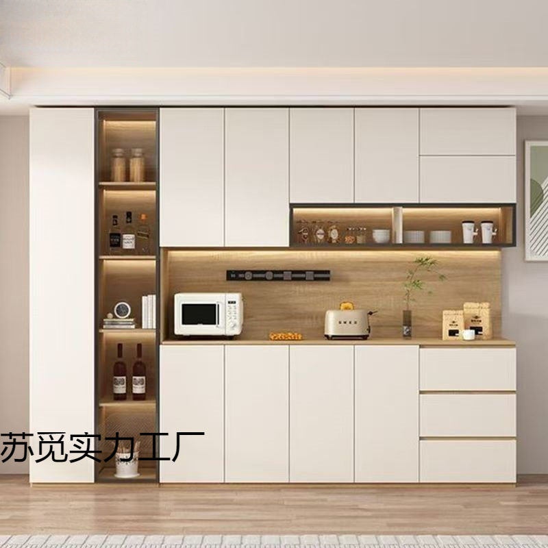 实木新中式餐边柜靠墙奶油风环保客厅餐边柜厨房收纳多功能储物柜