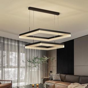 客厅餐厅灯主灯后现代简约轻奢导光板亚394克力ed创意个性 方形吊l