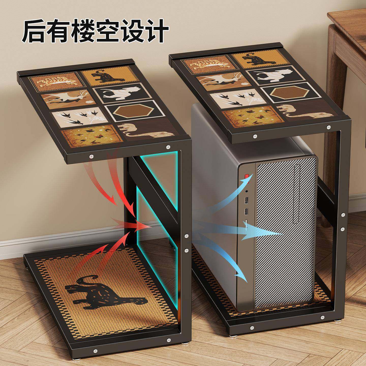 台式22521714电脑主机托架打印机地一体置物办室公架可移动多层落