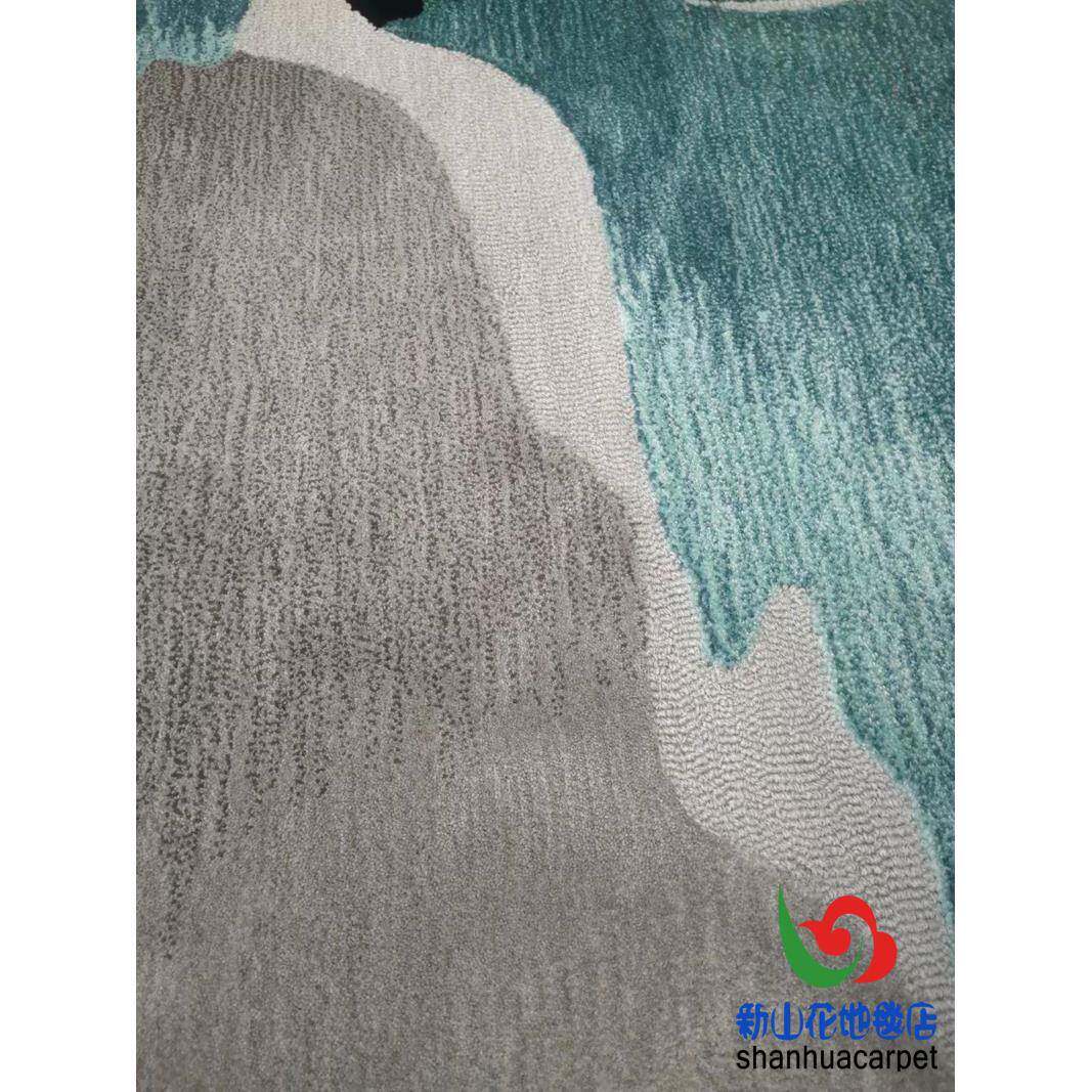 中毯国风抽水墨画圆接形手工羊毛客厅茶几地餐厅书1172桌办公象室