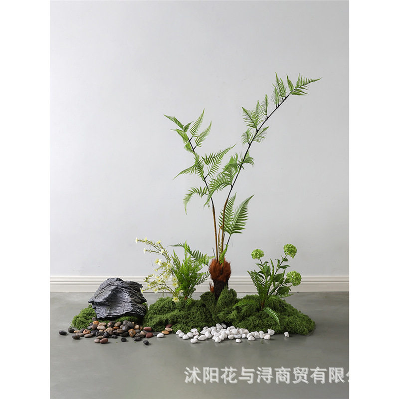 仿生花绿植造景假植物服装店橱窗装饰仿真落地摆件楼梯下摆设花艺