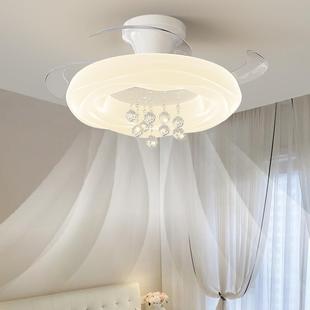 款 奶油风现代简约主卧房间顶吸灯80餐厅吊扇 隐形法风扇灯卧室新式