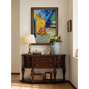 大芬村油画手绘莫奈装饰画美式复古玄关挂画风景客厅餐厅梵高名画