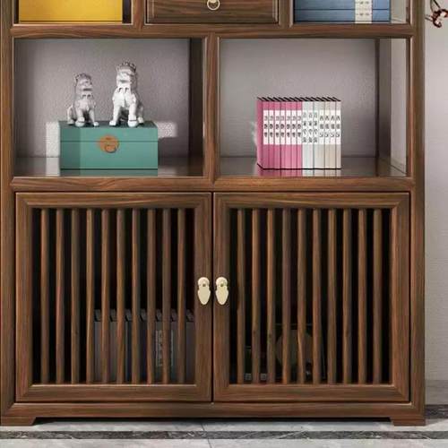 新中木质博古架组合仿古客厅置物架榆新款博古家约具式展示木架简