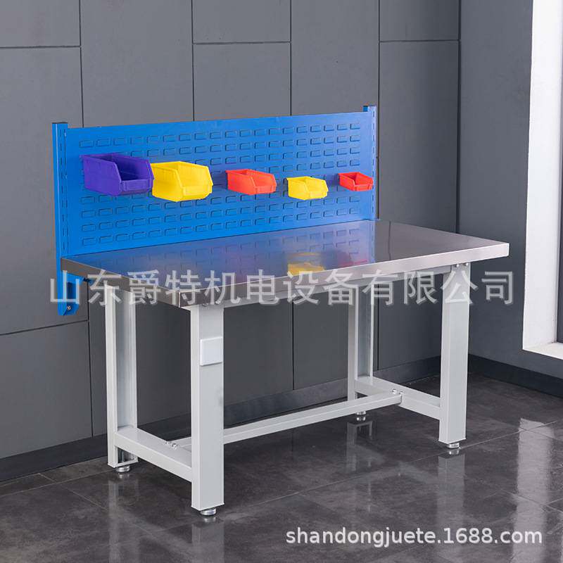 黄色重型工作台防静电桌子钳工工厂车间操作台多功能维修铁板台面