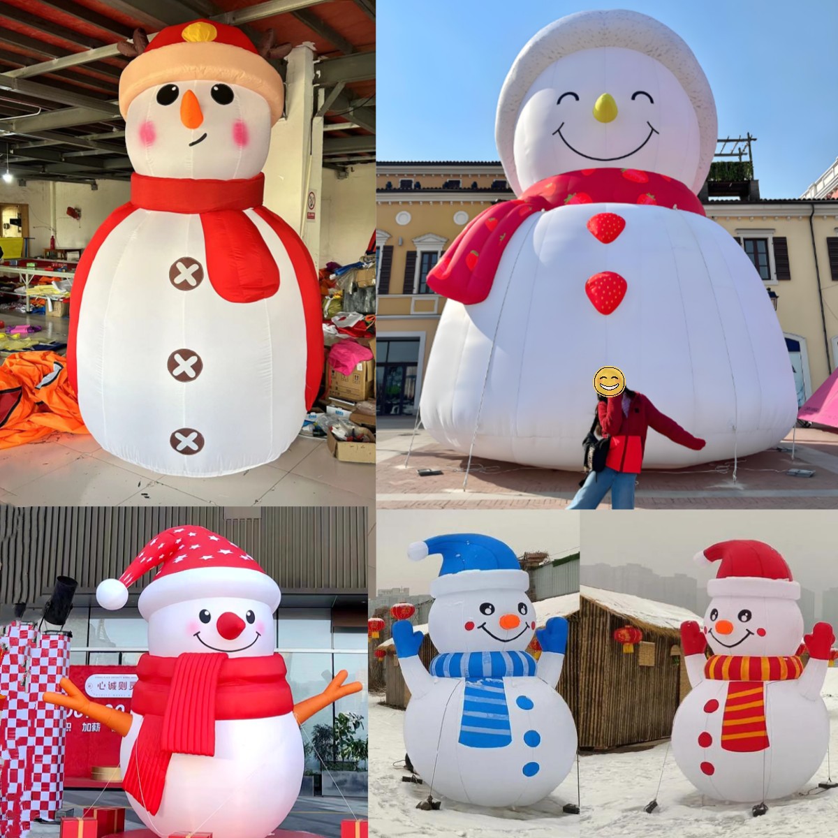 充气尔滨大雪人气模圣诞帽雪人卡通蛇年吉祥物商场美陈IP布置道具
