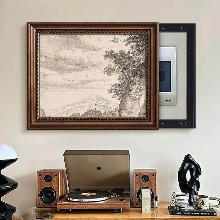 法式中古风电表箱箱装饰画复古客厅源盒挂画横版电电平安XDH果配