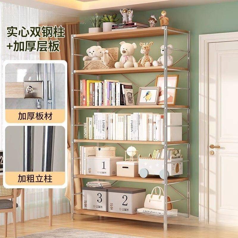 日微式置物架4nRih2id多层约纳架落地书架厨房波炉收储物家用原木