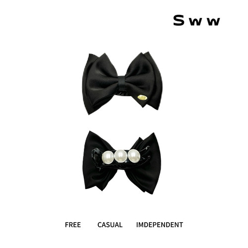 SWW/双面设计ab双层珠珠立体蝴蝶结丸子头抓夹