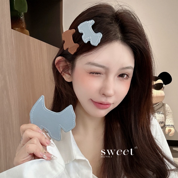 SWW可爱修狗！甜美气质小狗侧边夹 浪漫满屋女主同款后脑勺鸭嘴夹
