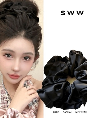 SWW超韩枕头发圈不伤发超大大肠发圈芭蕾风褶皱边气质缎面发圈
