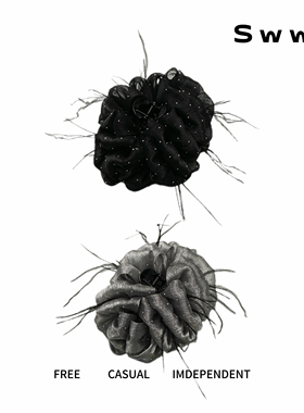 SWW/满天星羽毛抓夹黑色发卡高级感气质显发量后脑勺抓夹发夹头饰