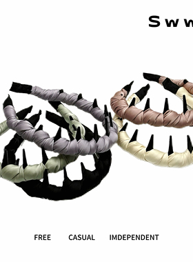 SWW/正反两戴 缎面加厚填充海绵齿梳发箍高颅顶发箍