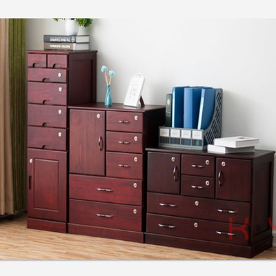 实木文件柜矮柜木质办公室带锁柜抽屉式收纳柜小柜子储物柜落地柜