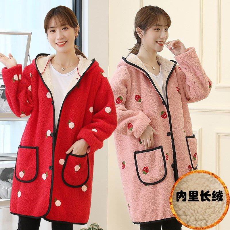 羽绒服成人罩衣女款冬季洋气长袖围裙加绒加厚短款时尚外穿小个子