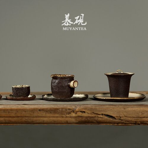 慕砚日式手捏茶杯主人杯侘寂风方杯志野烧品茗杯创意粗陶茶具单杯