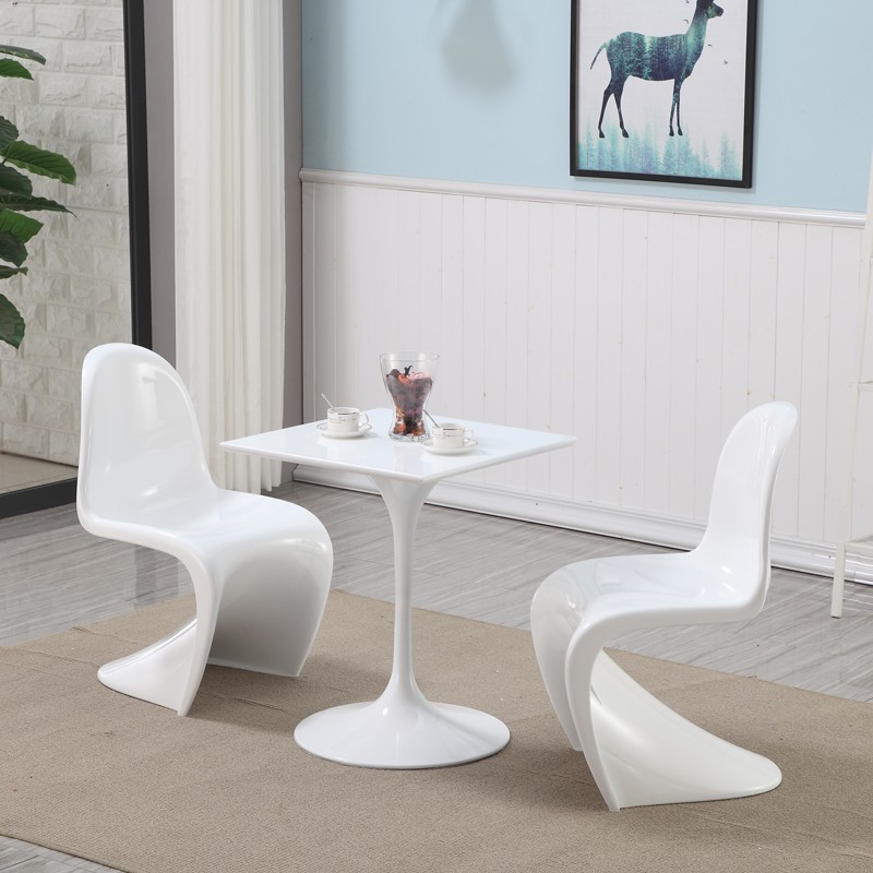 潘东椅S椅简约时尚创意玻璃钢餐椅店铺烤漆椅子 休闲洽谈桌椅组合