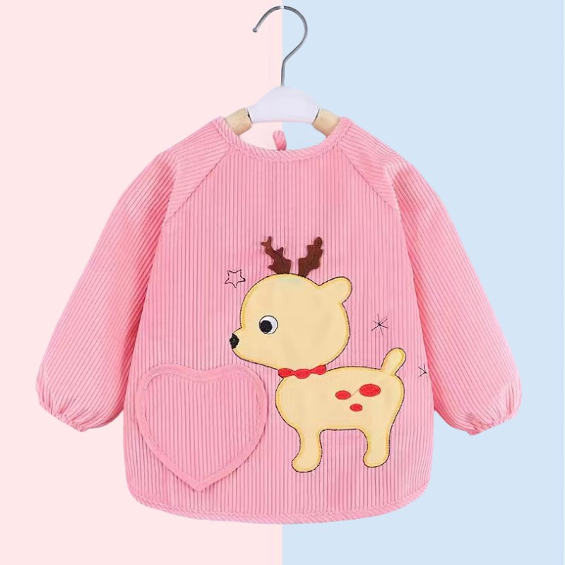 大童冬加厚罩衣宝宝条绒护衣婴幼儿辅食围裙男女孩加大反穿衣倒褂